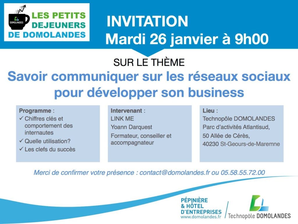invitation pour les petits déjeuners de Domolandes. Chef d'entreprise ?