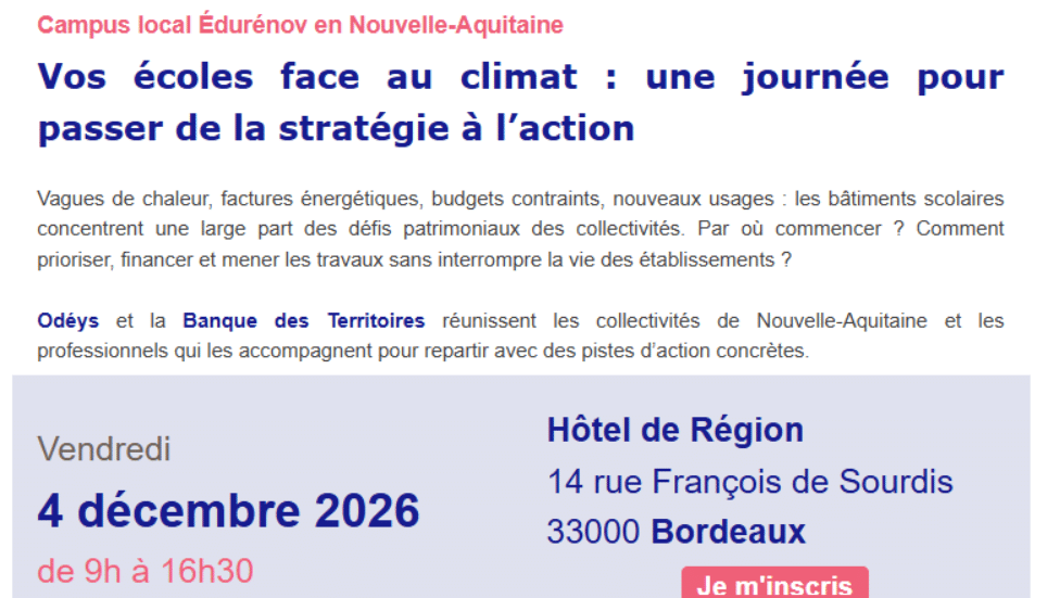 Campus local Édurénov 2026 à Bordeaux, organisé par Odéys